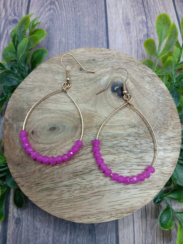 Hot Pink Glass Beaded Earrings