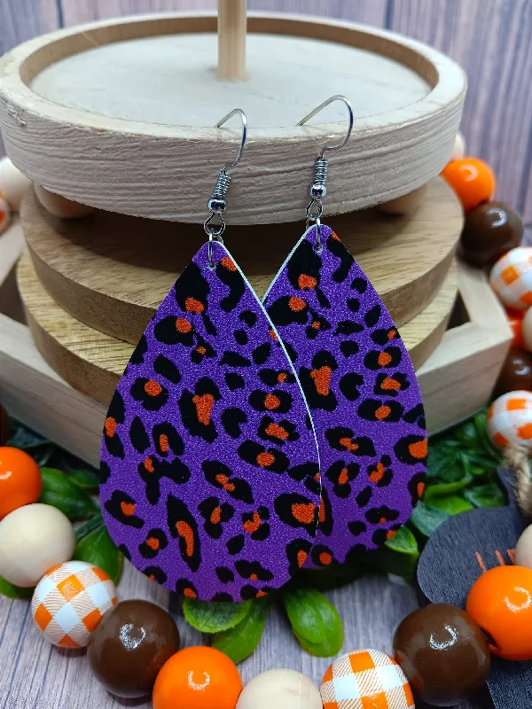 Purple & Orange Leopard Earrings