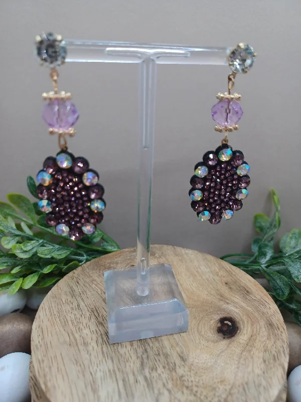 Purple & Mermaid Rhinestone Earrings