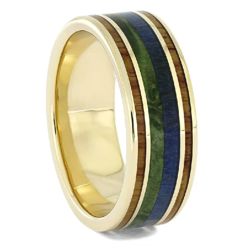 Tulipwood Ring with Green and Blue Box Elder