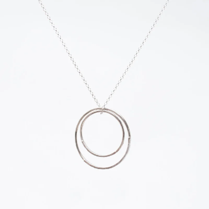 Silver Large Double Hammered Necklace