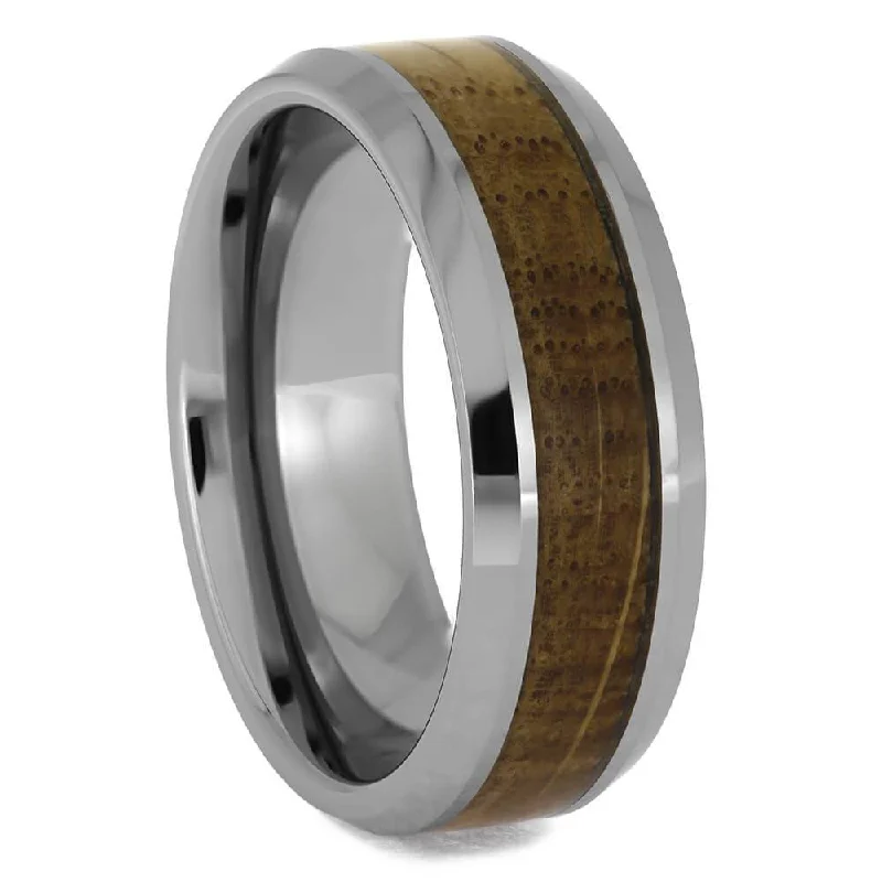 Whiskey Oak & Beveled Tungsten Men's Wedding Band