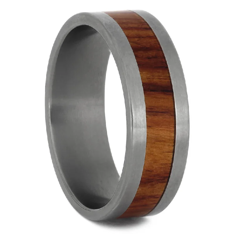 Exotic Tulipwood Ring with Matte Titanium