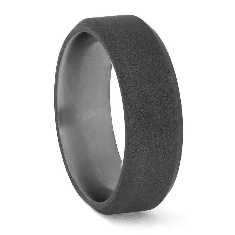 Sandblasted Titanium Band with Beveled Edges