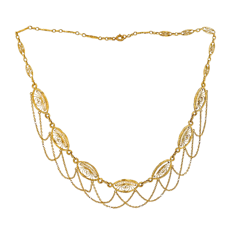 Art Nouveau Gold and Pearl Necklace