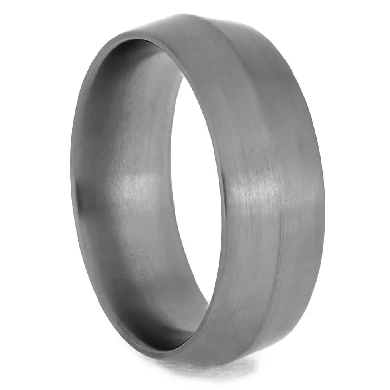 Titanium Wedding Band with Knife Profile