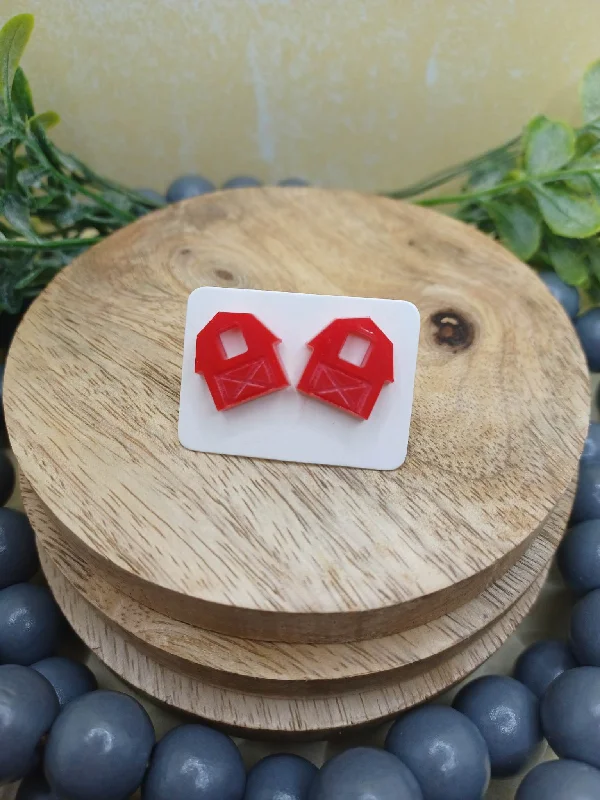 Red Barn Acrylic Earrings