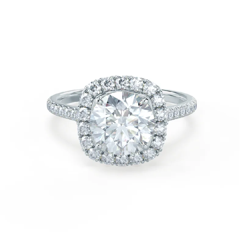 1.0 CT Round Shaped Halo Style Moissanite Engagement Ring