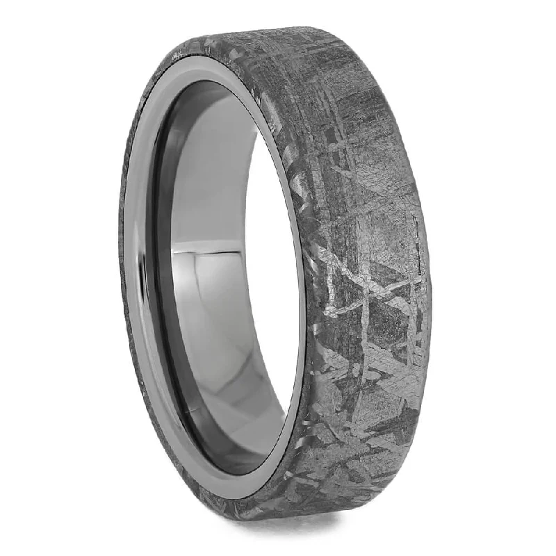 Titanium Wedding Band with Perfect Meteorite Overlay