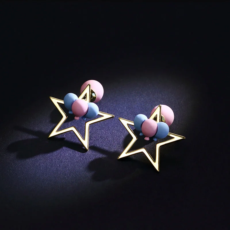 Designer Stars and Balloons Stud Earrings Fashion Jewelry Accessories Gift for Women