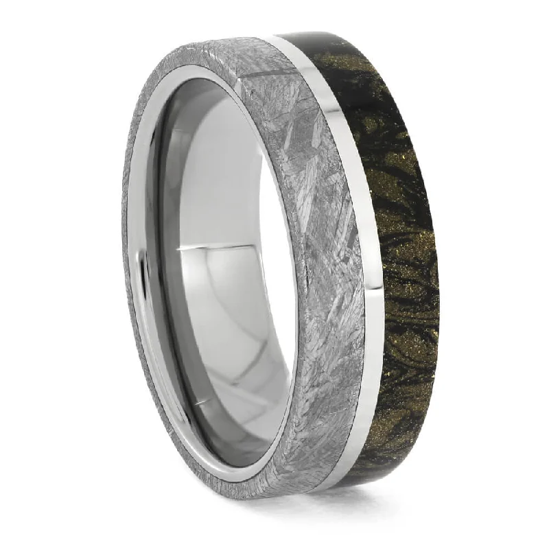 Mokume & Meteorite Wedding Band