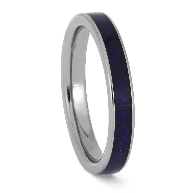 Crushed Lapis Lazuli Wedding Band