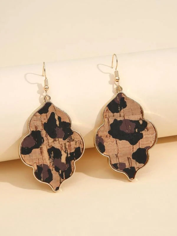 Leopard Cork Like Earrings