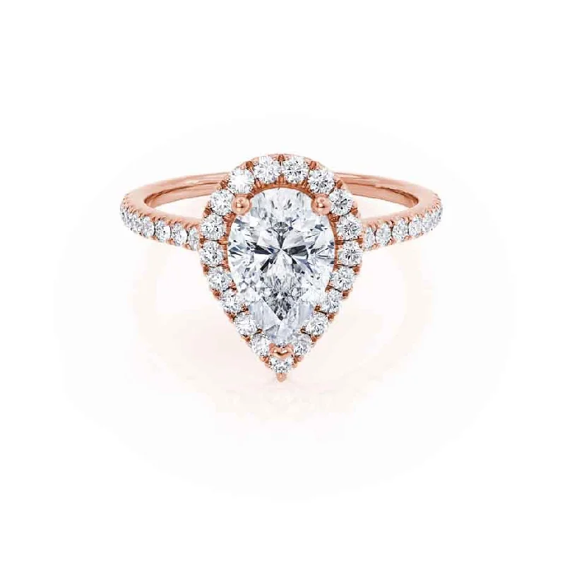 0.94 CT Pear Shaped Moissanite Halo Style Engagement Ring