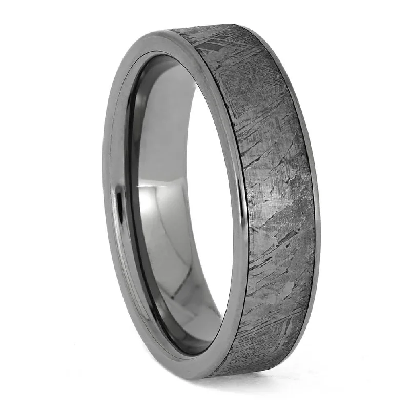 Masculine Meteorite Ring in Titanium Band