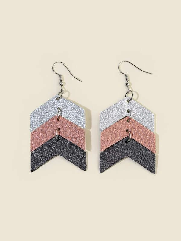 Multicolored Textured Leather Style Earrings