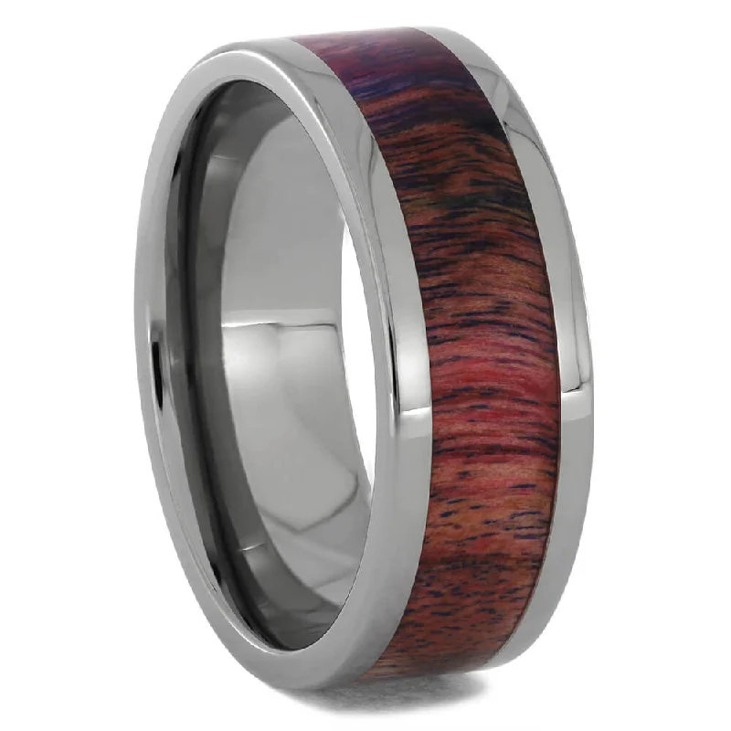 Unique Dyed Poplar Wood Wedding Band in Titanium