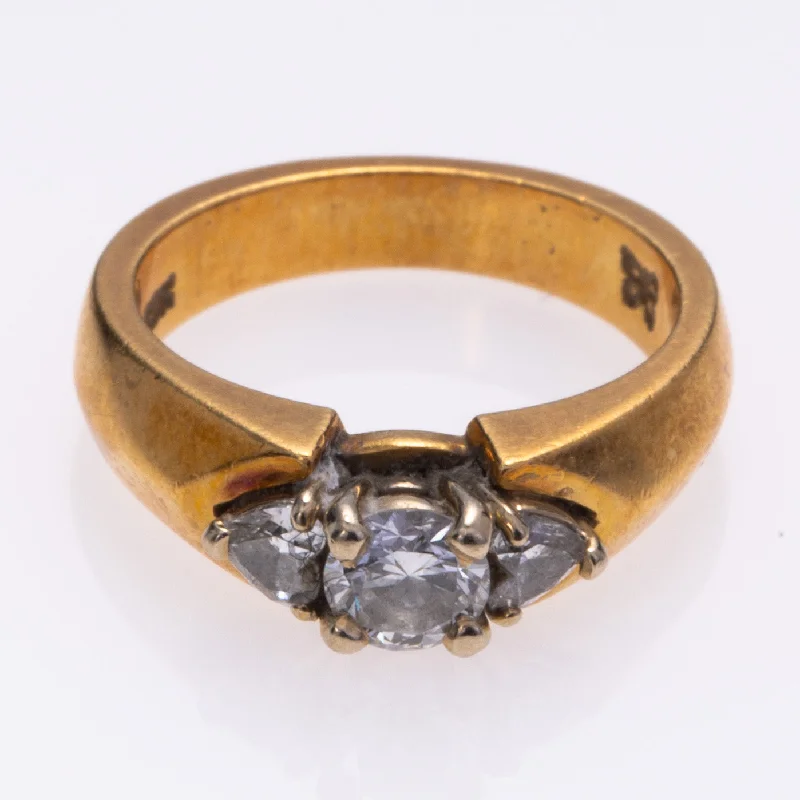 18k Yellow Gold Three Stone Diamond Ring | 0.39ct, 0.23ctw | SZ 4.75