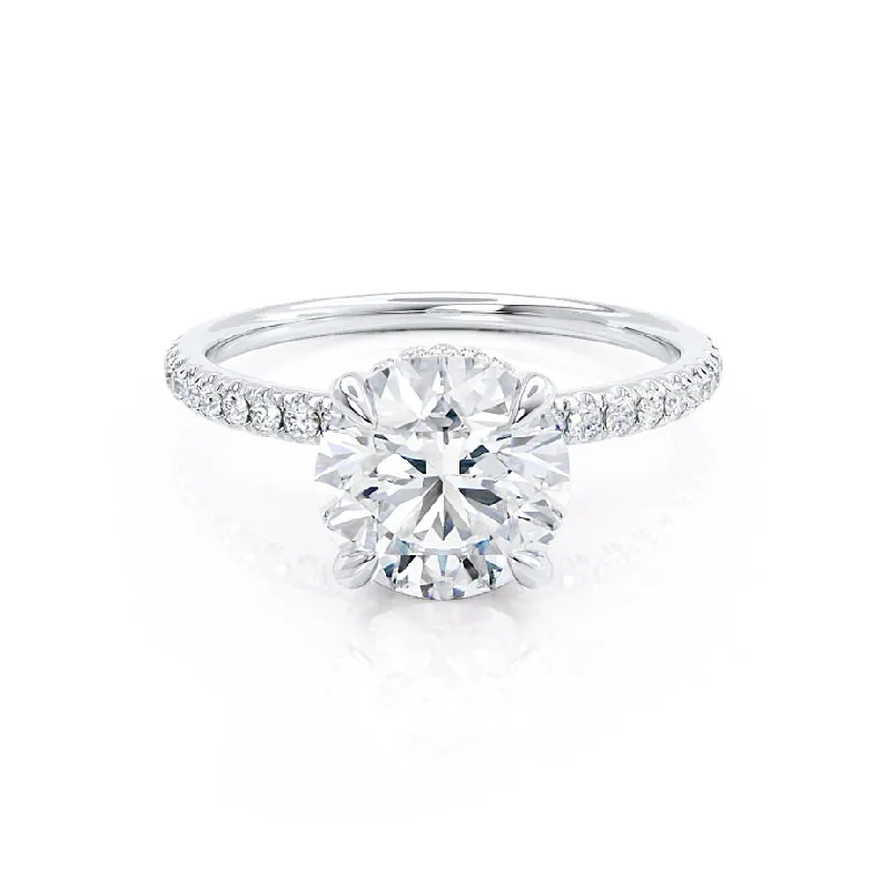 1.0 CT Round Shaped Moissanite Hidden Halo Style Engagement Ring