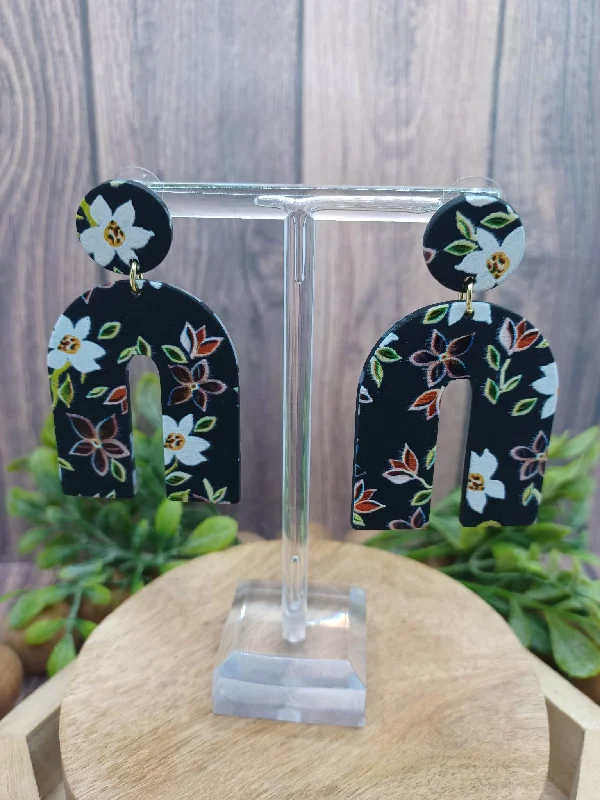 Black Floral Earrings