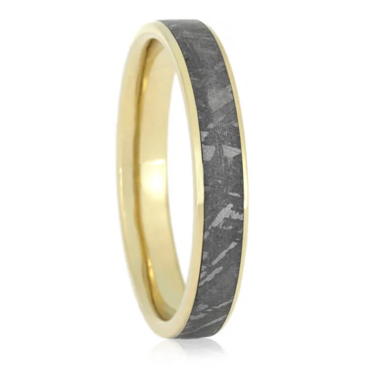 Solid Gold Meteorite Men's Wedding Band