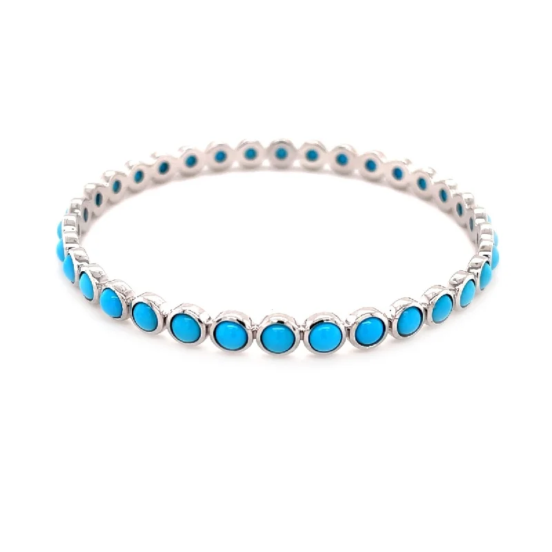 925 Sterling Silver Sleeping Beauty Turquoise Gemstone Bangle