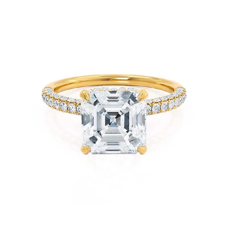 1.50 CT Asscher Shaped Moissanite Hidden Halo Style Engagement Ring