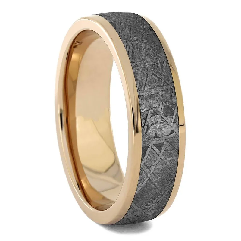 Meteorite Men's Wedding Band in Rose Gold