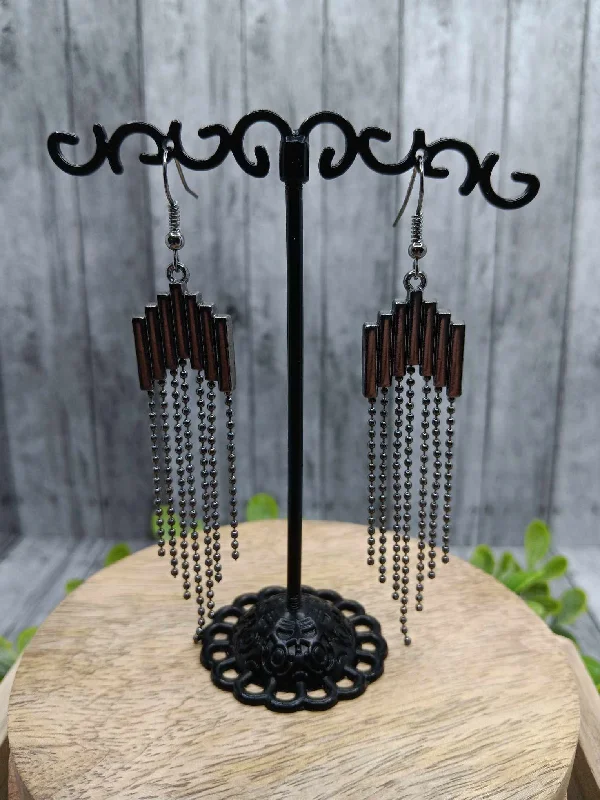 Gunmetal Earrings w/ Tassels