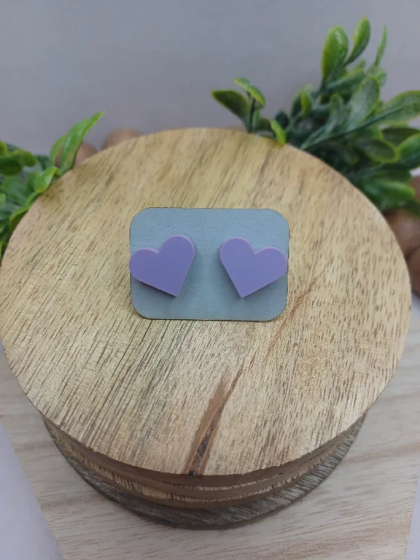 Purple Acrylic Heart Earrings