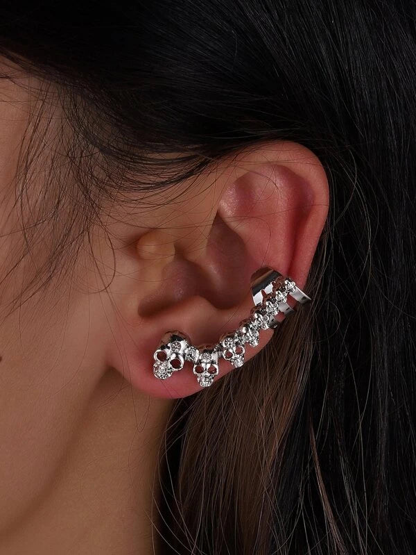 Silver Skeleton Ear Cuff Earrings