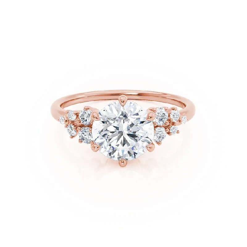 1.20 CT Round Shaped Moissanite Cluster Style Engagement Ring