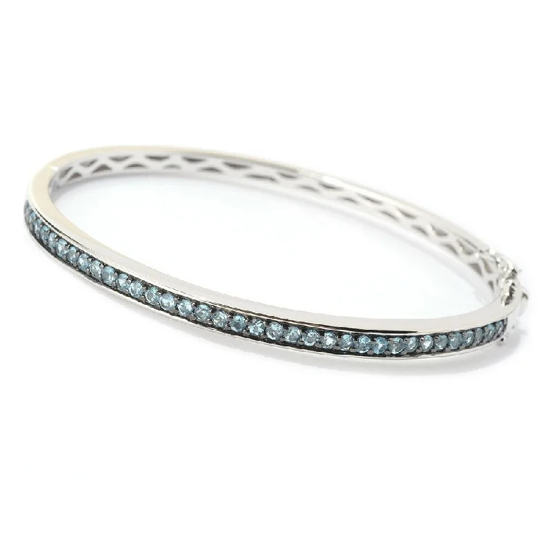 Sterling Silver Round Topaz Bangle