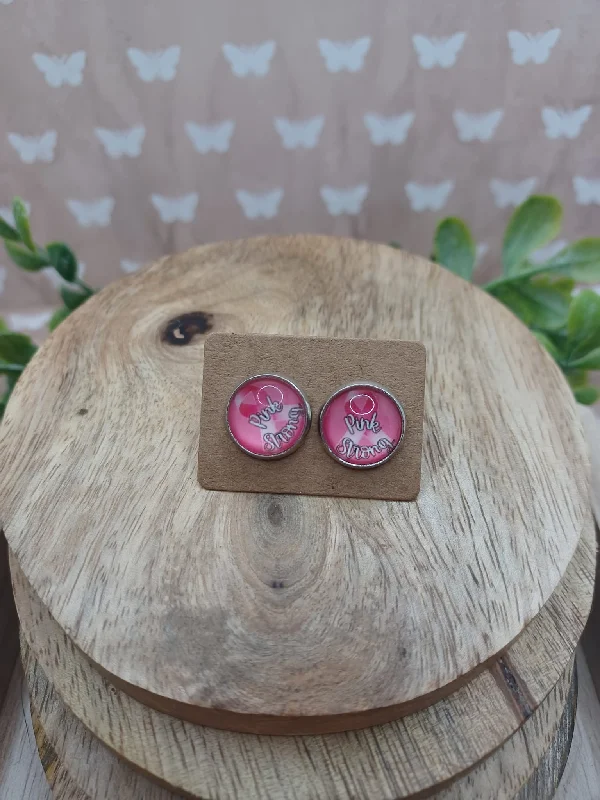 PINK Strong Pink Ribbon Earrings