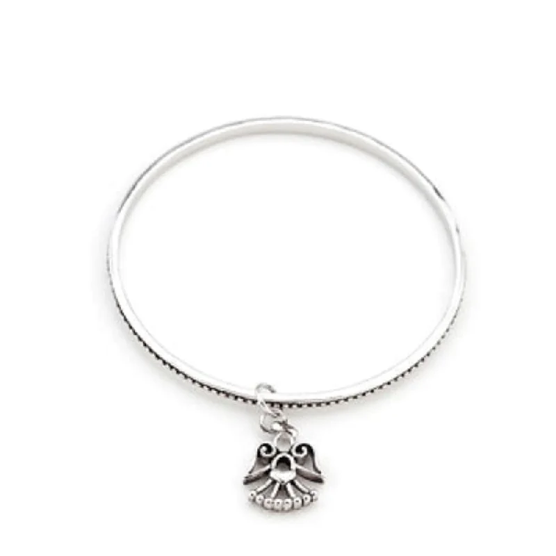 Chic Solitaire Angel Charm Bangle Affordable Luxury Women's Jewelry