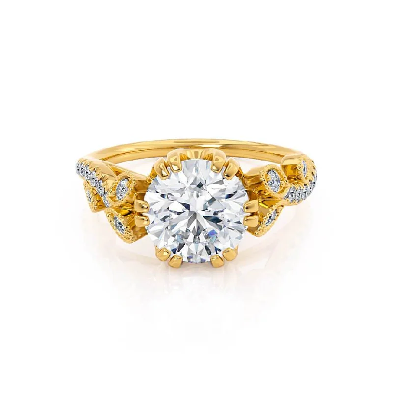 1.50 CT Round Shaped Moissanite Cluster Style Engagement Ring