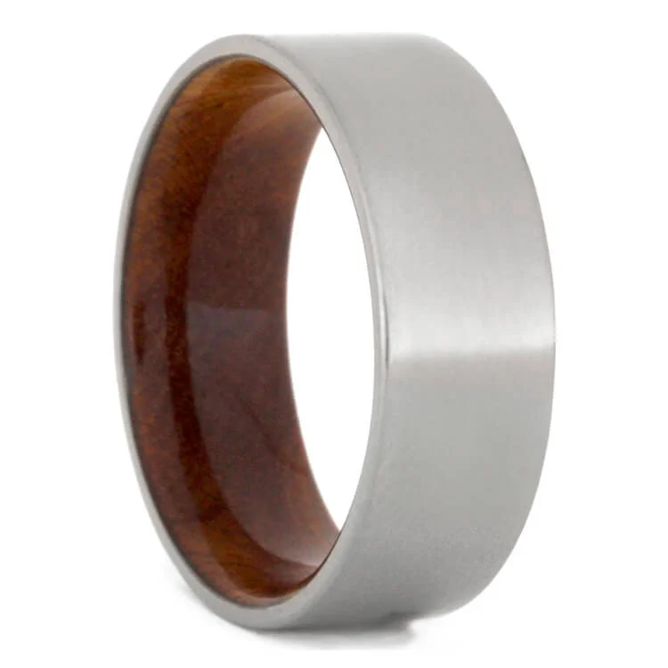 Titanium Wedding Band with Sindora Wood Interior