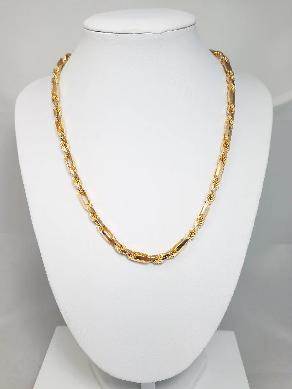 Dynamic 18" 14k Solid 14k Yellow Gold Diamond Cut Figarope Chain Necklace Italy