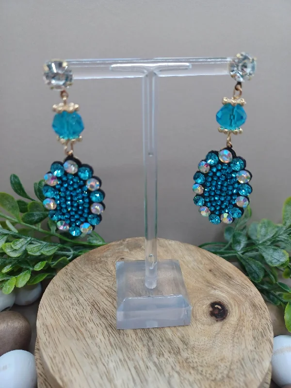 Blue & Mermaid Rhinestone Earrings