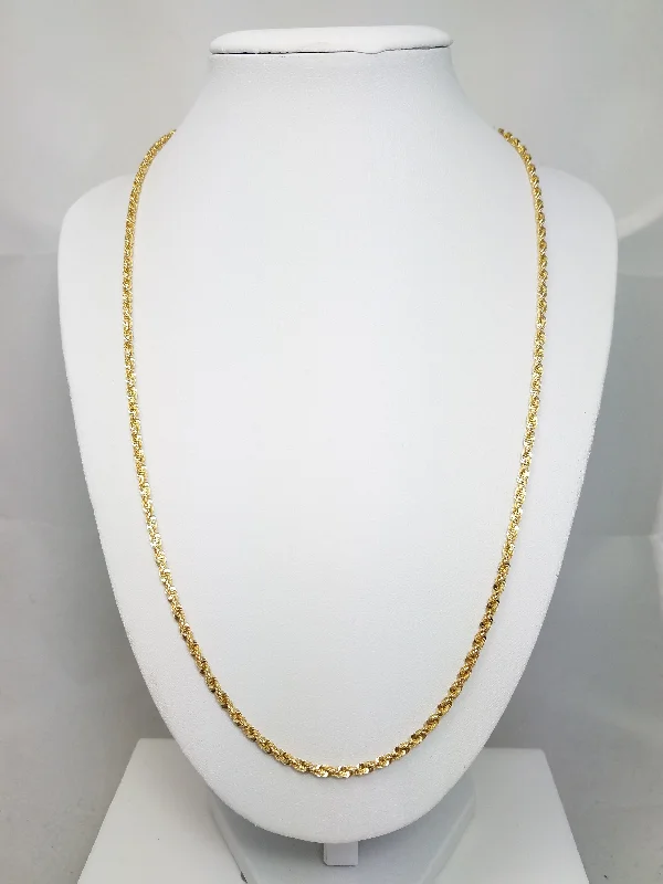 22" 13k Solid Yellow Gold Sparkle Chain Necklace