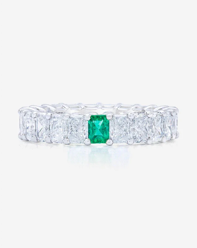 Lab Grown Radiant Diamond and Birthstone Eternity Band