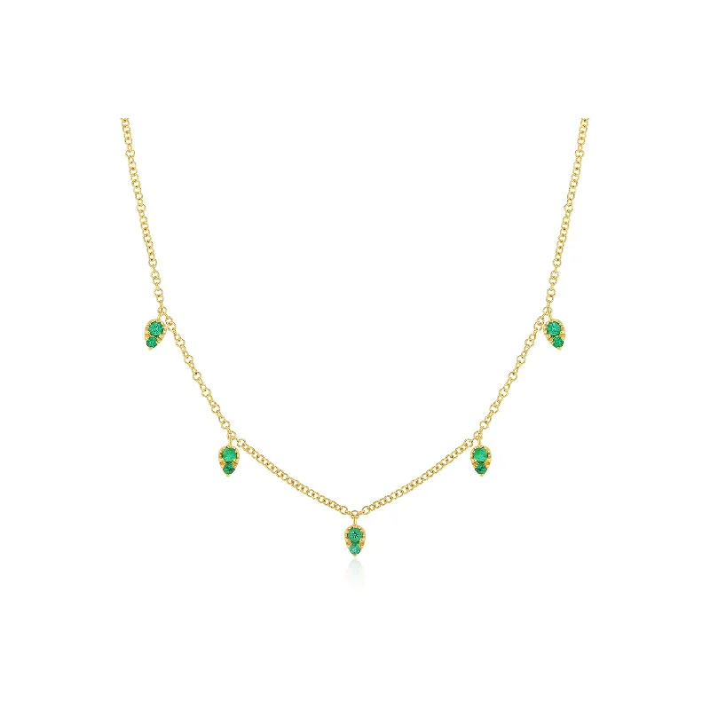 Emerald 5 Teardrop Choker Necklace