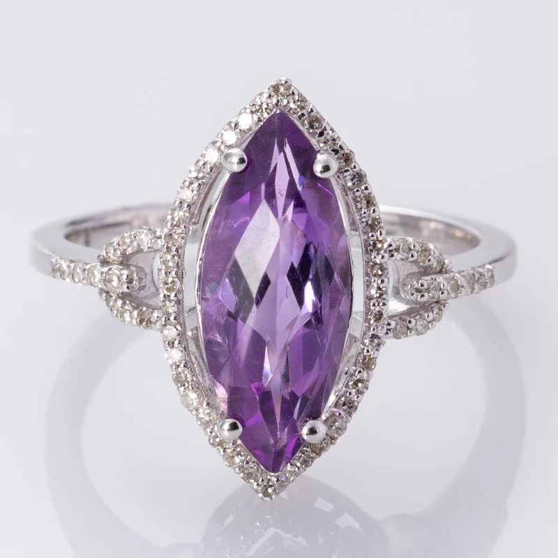 14K Amethyst and Diamond Ring | 2.50ct, 0.25ctw | SZ 7