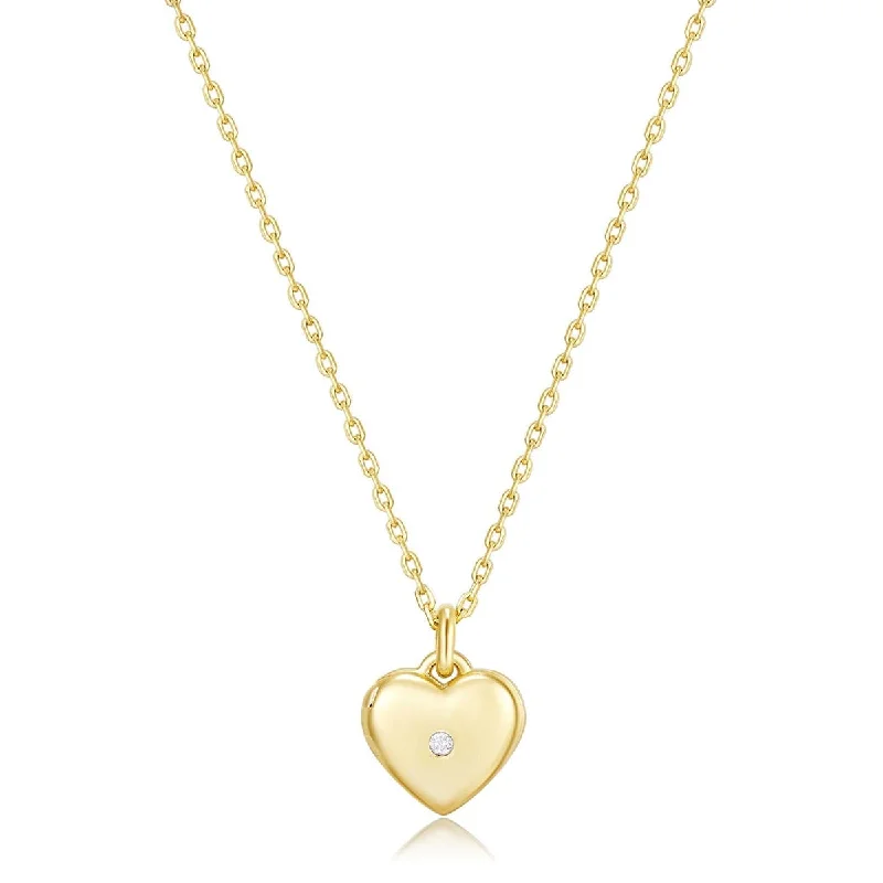 Gold Plated Mini Heart CZ Locket