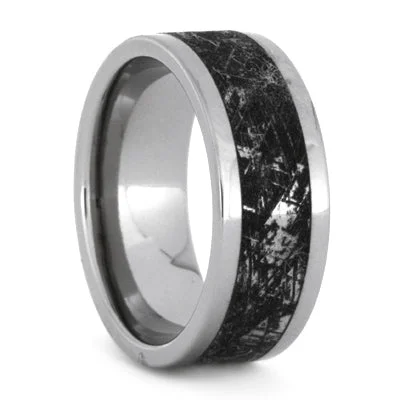 Titanium Ring with Mimetic Meteorite Engraving