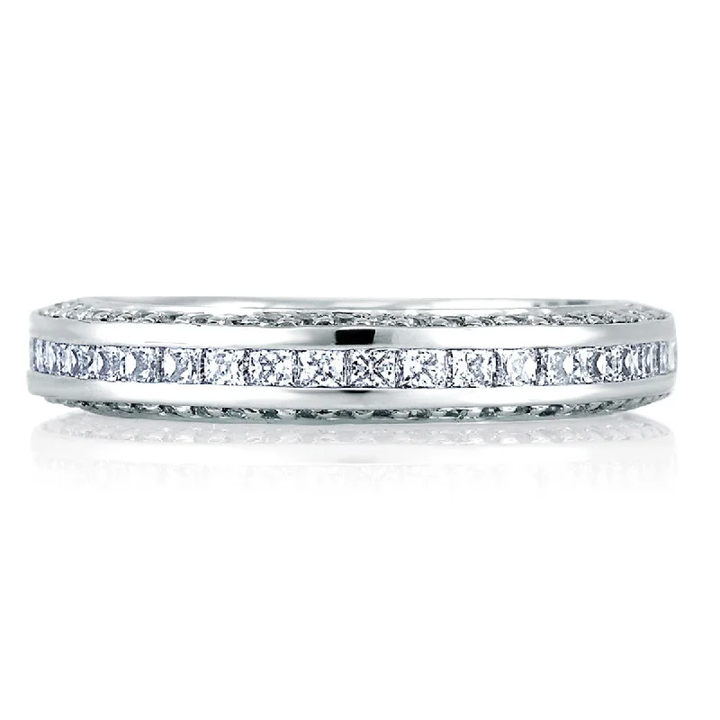 A. Jaffe Princess Cut Diamond Channel & Diamond Profile Wedding Band MRS446/81