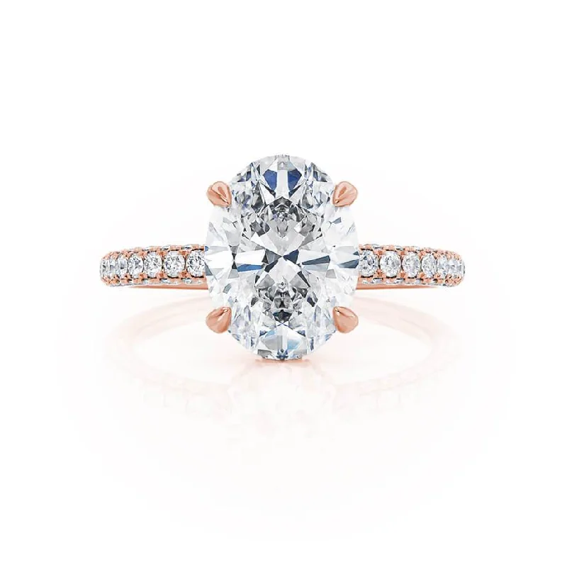 2.10 CT Oval Shaped Moissanite Hidden Halo Style Engagement Ring