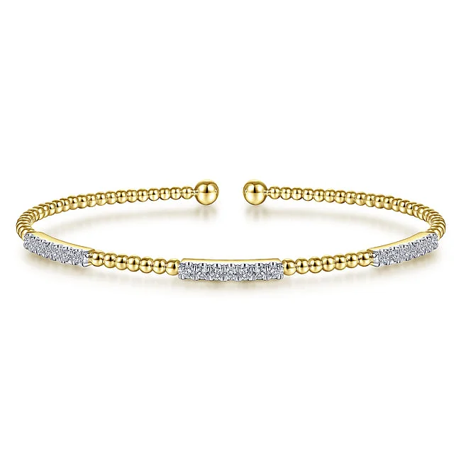 Gabriel & Co. Yellow Bujukan Bangle with Diamond Stations