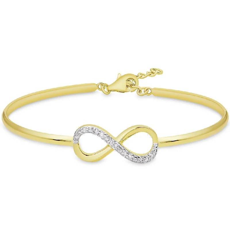 Finesque Gold over Silver Diamond Accent Infinity Design Bangle