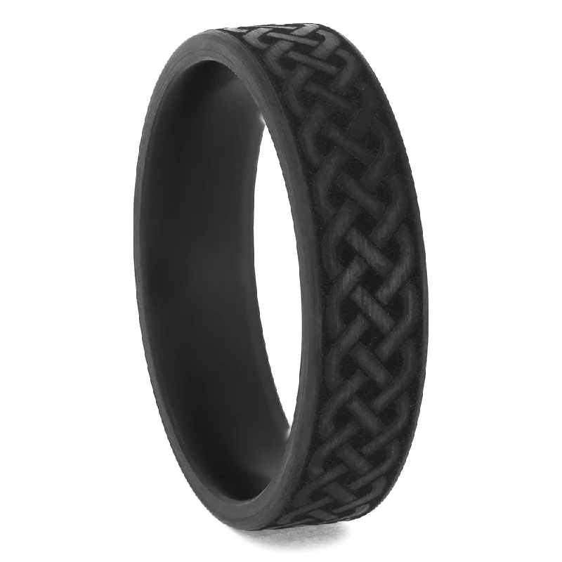 Brushed Black Zirconium Men's Celtic Wedding Band